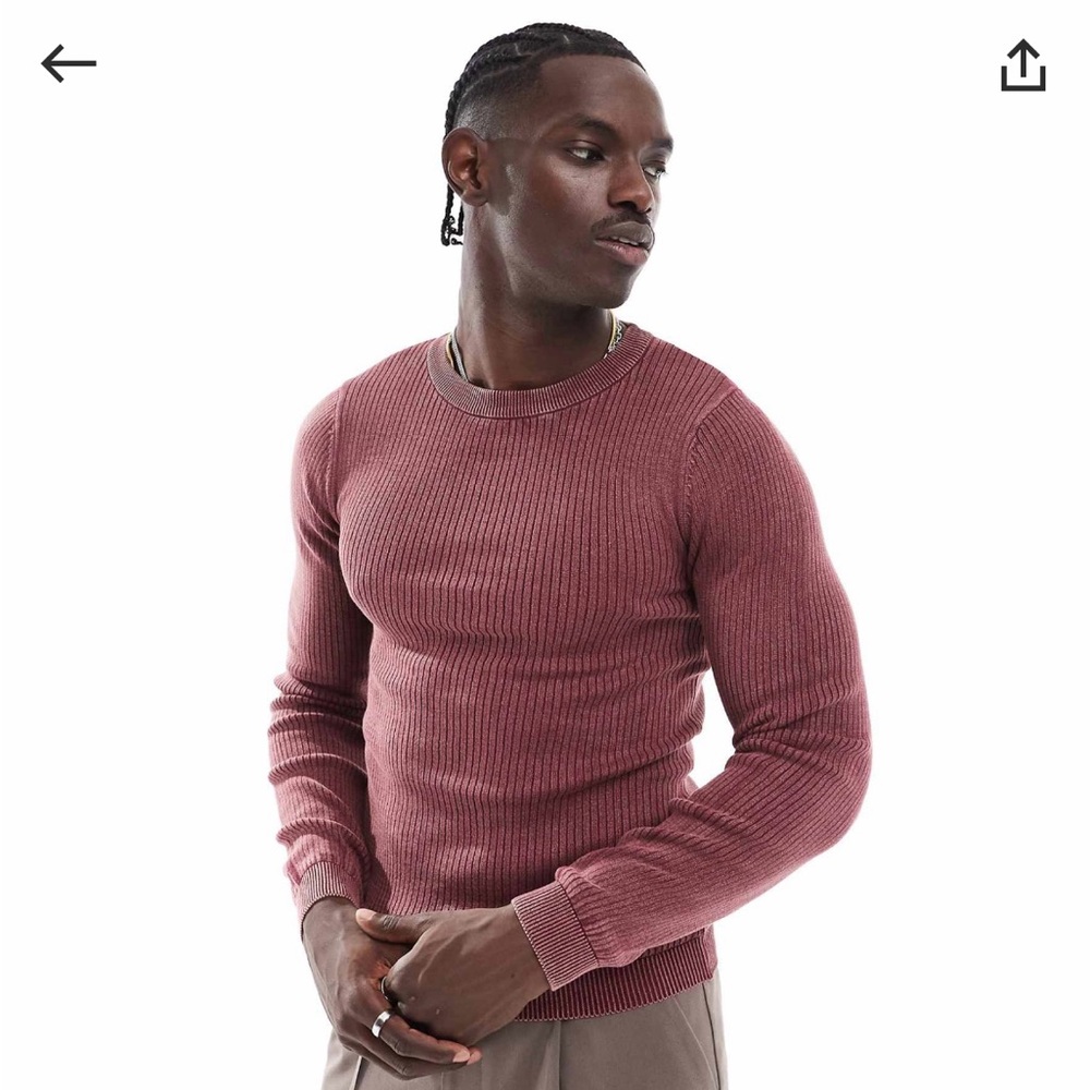 Never Worn ASOS Men's Crewneck Sweater - Dusty Rose
